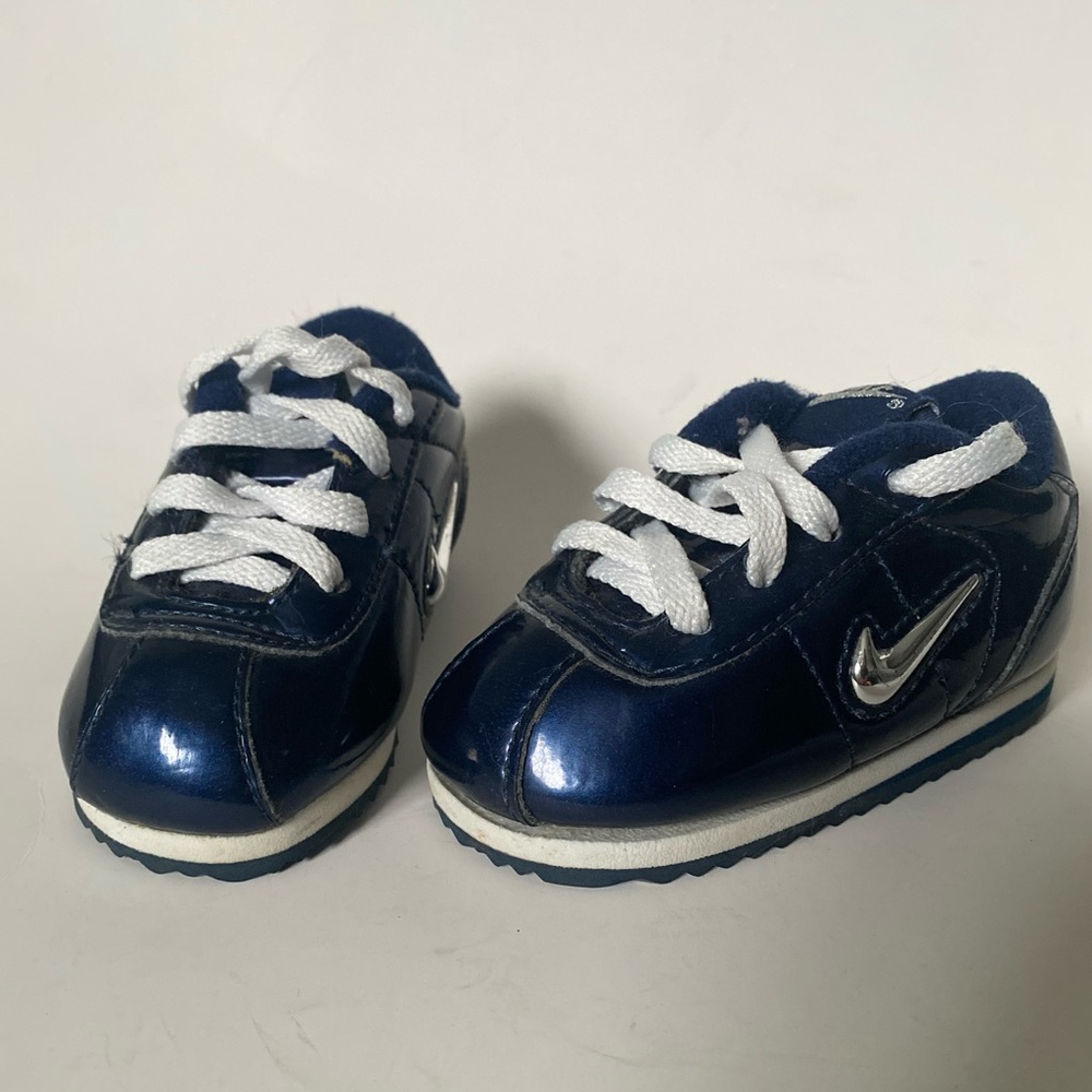 Nike Baby Patent Blue Cortez Size 3C Running Shoes Sneakers